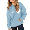 thumbnail image 2 of YunPes Oversized Hoodie Sweatshirt for Girls Heart Print Trendy Preppy Pullovers Tops Teen Casual Baggy Fall Clothes with Kangaroo Pocket, 2 of 5
