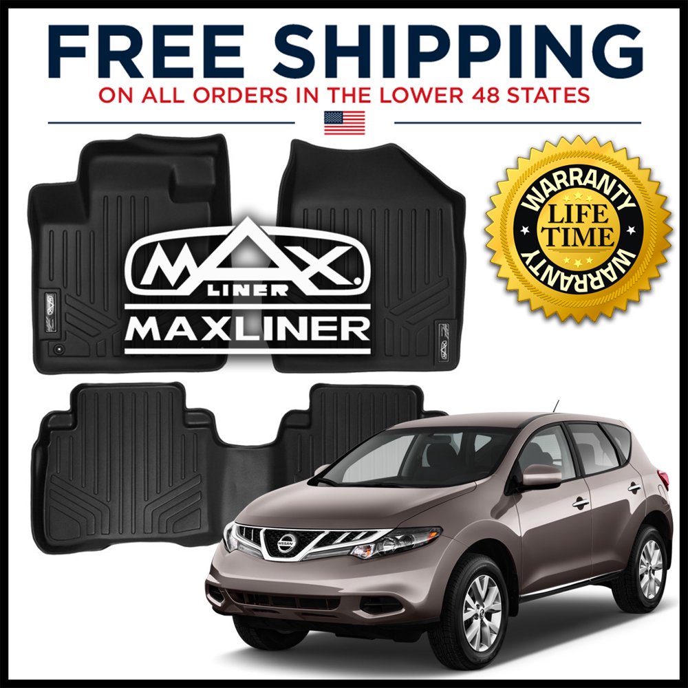MAXFLOORMAT Front & 2nd Rows Floor Liner Mats BLACK For Nissan Murano
