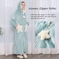 thumbnail image 5 of Bata para mujer, albornoces con cremallera, bata con capucha para mujer, ropa de dormir cálida de forro polar de felpa, camisón largo de pijama, 5 of 5