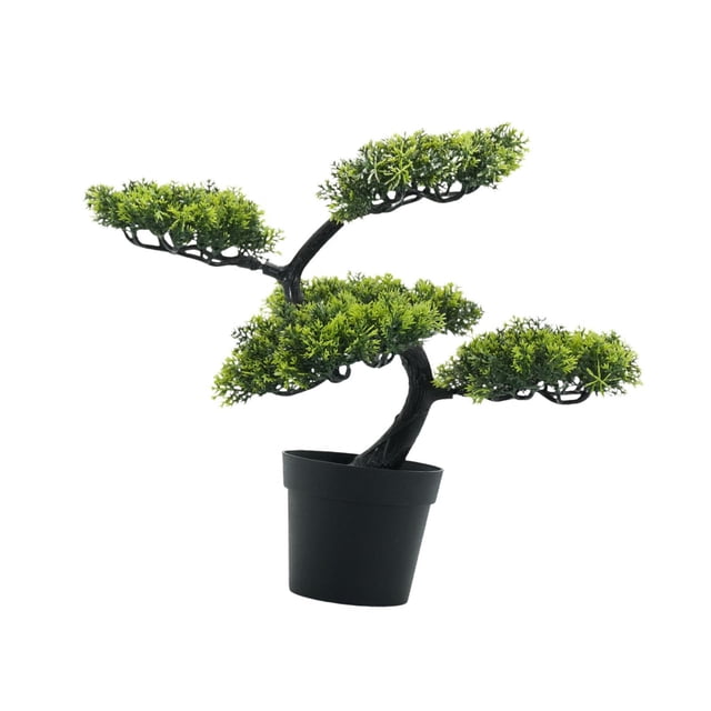 Bonsái artificial decorativo, planta de interior en maceta de imitación, realista, estable, de plástico. Verde oscuro