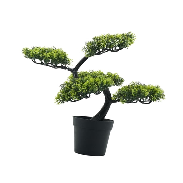 Bonsái artificial compacto, planta artificial en maceta para escritorio, mesa, entrada del hogar Verde oscuro