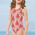 thumbnail image 4 of FOR U DESIGNS Watermelon One Piece Swimsuit for Girls 13-14 Years Old Pink Sleeveless Swimwear Leotards for Dancing Swimming Quick Dry Bathing Suit, 4 of 8