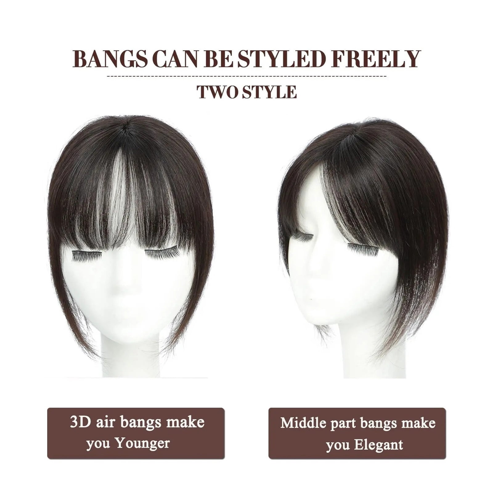 Human Hair with Bangs for Women Fringe Clip in Bangs Hair Pieces with Thining Hair Thick Hairpieces Adding Extra Hair Extensions