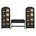 thumbnail image 3 of Walker Edison Modern Desk with 2 Tall Glass Bookcases, Set of 3, Black, 3 of 11