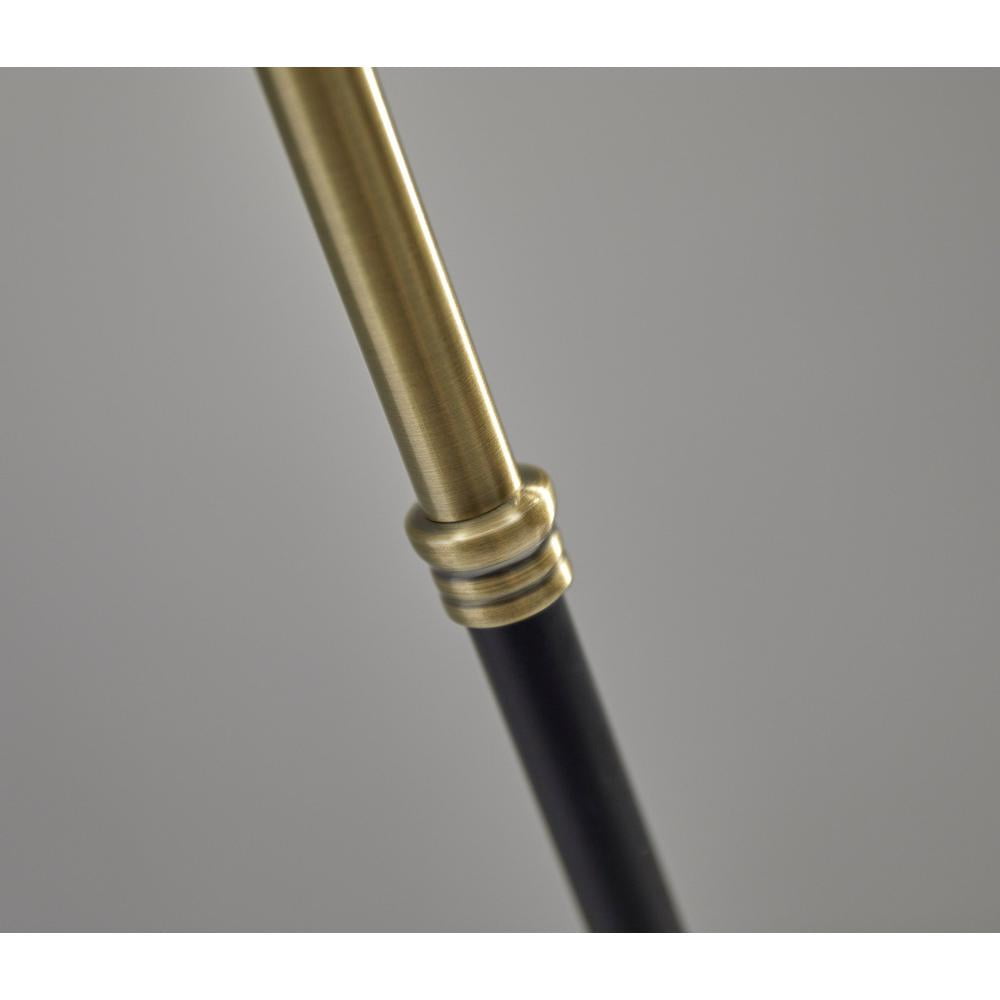 Adesso Bergen Floor Lamp, Black and Antique Brass