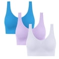 thumbnail image 2 of VBVC Women's 3 Pack Seamless Yoga Bra,Pull Up Bralette For Women,Ladies Traceless Sport Lingerie,Blue,Size L, 2 of 9