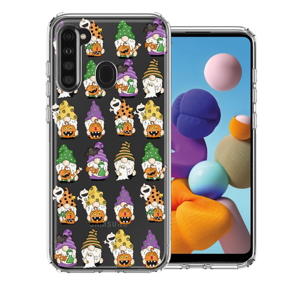MUNDAZE Samsung Galaxy A21 Spooky Halloween Gnomes Cute Characters Holiday Seasonal Pumpkins Candy Ghosts Double Layer Phone Case Cover