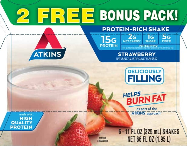 Atkins Protein Shake-strawberry 6pk - Walmart.com
