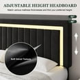 thumbnail image 6 of Amolife Queen Bed Frame, Platform Bed with LED Light Velvet Vertical Channel Upholstered Headboard, Black, 6 of 9