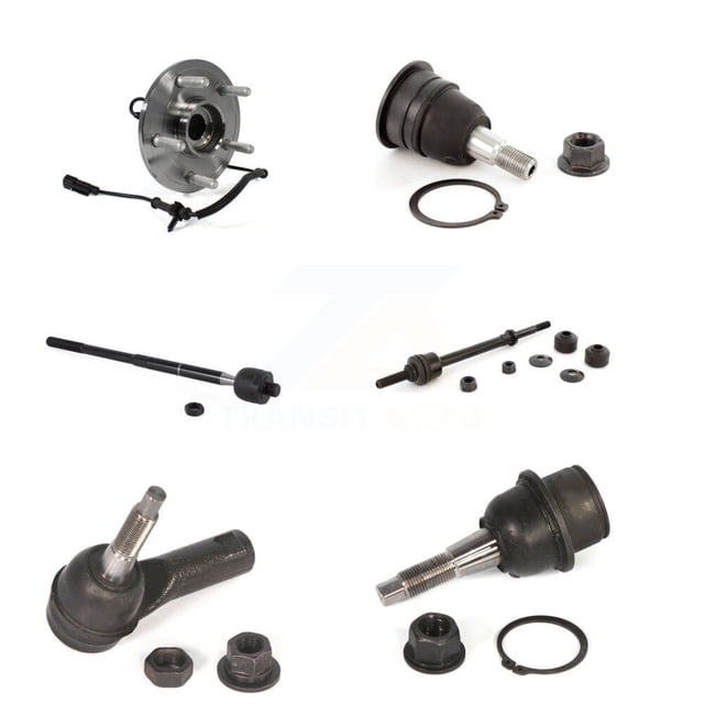 Transit Auto Front Hub Bearing Assembly Upper Lower Ball Joint Outer Inner Tie Rod End & Sway Bar Stabilizer Link Kit (6Pc) for Car Ram 1500 Classic 4WD - Left Right Side (Driver Passenger) K7T-107181