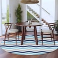 thumbnail image 3 of Round Rugs 5Ft, Navy Blue Grey Round Area Rug Washable Indoor Throw Carpet, Abstract Geometric Ocean Wave Stripe Soft Non Slip Circle Rug for Cabinet Bathroom Home Decor Aesthetic, 3 of 8