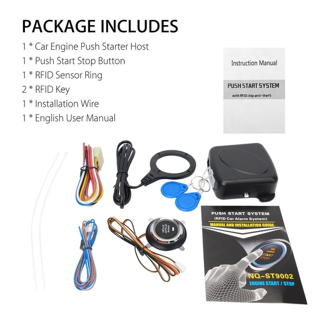 Car Ignition Switch 12V RFID Engine Start Button Keyless Entry Starter Kit -
