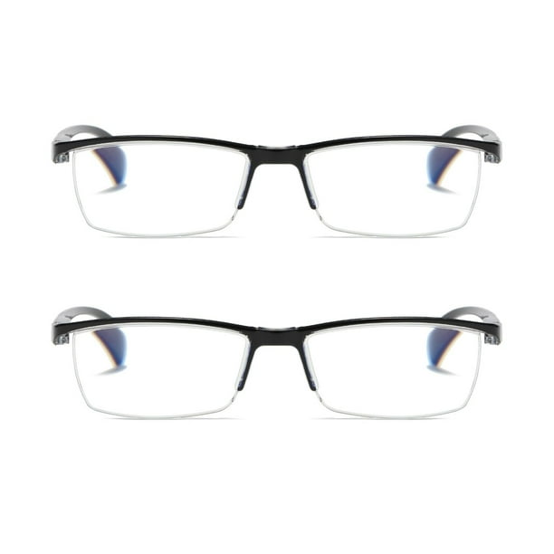 2 PK Mens Reading Glasses Readers Rectangular HalfFrame