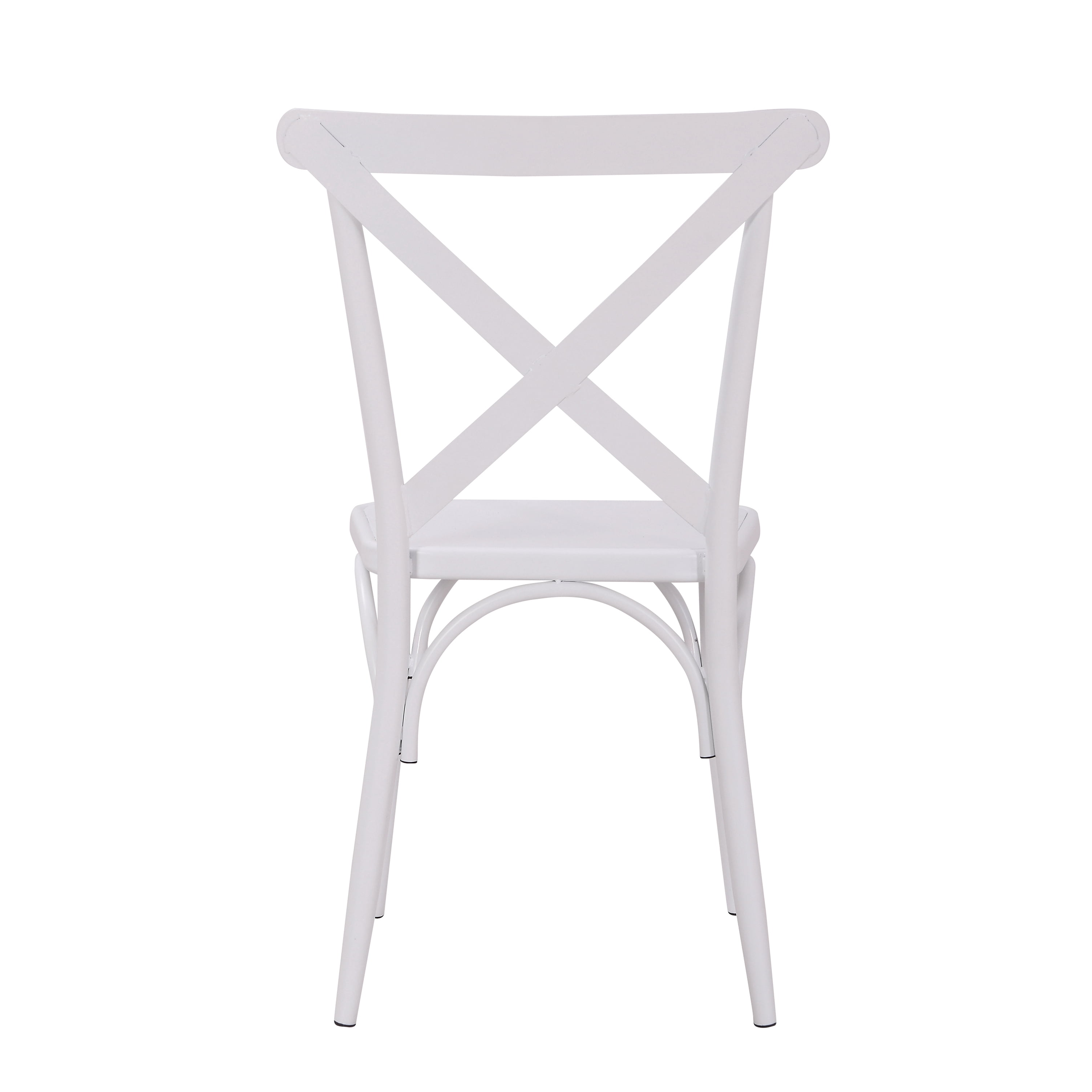 Rustic Cross Back Metal Modern Farmhouse Dining Chair, Matte White
