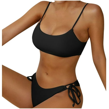 Pitauce Swimsuits for Women 2 Piece Cute Bathing Suits for Teen Girls Bikinis Set Black S