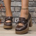 thumbnail image 2 of SACFOF Womens Chunky Platform High Heeled Loafers Round Toe Block Heel Pumps Slip On Dress Office Shoes, 2 of 6