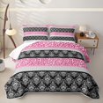 thumbnail image 2 of Erosebridal Girly Boho Damask Quilt King for Women Girls, Fashion Cheetah Print King Coverlet Set, 3 Pieces, 2 of 7