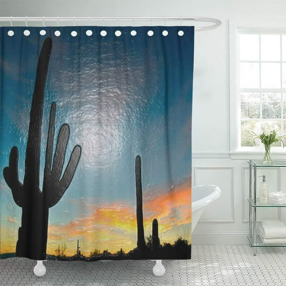 YUSDECOR Cacti Arizona Saguaro Cactus Sunset D Southwest Southwestern Desert Bathroom Decor Bath Shower Curtain 60x72 inch