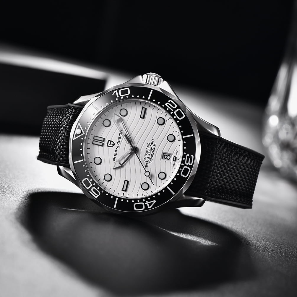 PAGANI DESIGN Men's Automatic Watches 42mm Stainless Steel Sports Waterproof Wrist Watch for Men with Japanese Movement Ceramic Bezel