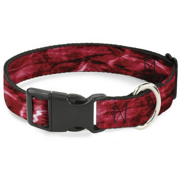 Mossy Oak Pet Collar, Dog Collar Plastic Buckle, Mossy Oak Elements Crimson Agua Camo Red, 7 to 8.5 Inches 0.5 Inch Wide