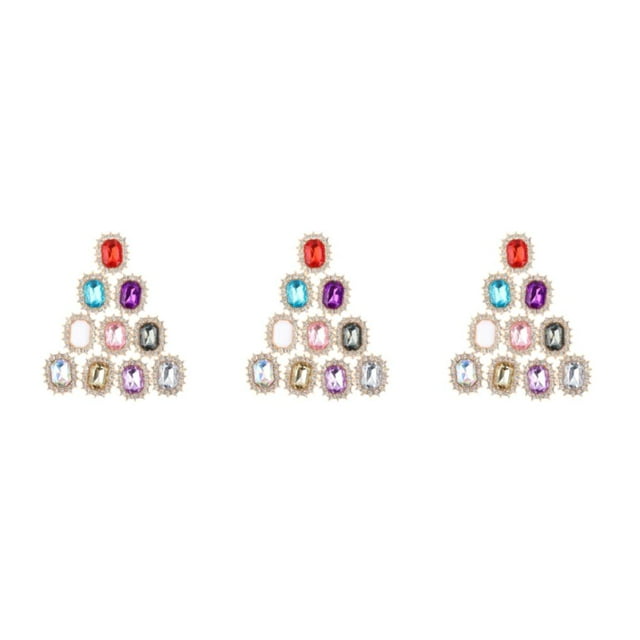 kurtrusly Shimmering Rhinestone Buttons for Clothing Embellishments and Wedding Décor Mixed Color 2.1 x 1.7cm 3Set