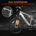 thumbnail image 6 of Qlife Cityone SO Electric Bike for Adults 26" Ebike,Full Suspension Peak 1200W Motor Ebikes with 21 Speed Carbon Steel Mountain Bicycle Silver, 6 of 6