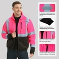 thumbnail image 3 of ProtectX High Visibility Safety Sweatshirt for Women Men, Class 3 Hi Vis Hoodie with large Pocket, Hooded Full-Zip Reflective Sweatshirt for Work & Construction, Pink, XX-Large, 3 of 7