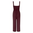 thumbnail image 3 of Womens Sleeveless Jumpsuit - Wide Leg Overalls - Petite/Regular/Tall - Elastic Straps - Casual/Work - S-XXL, 3 of 4