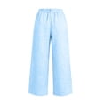 thumbnail image 6 of Maplenight Womens Plaid Pants Wide Leg Elastic High Waist Pleated Casual Pants Summer Vacation Office Trousers with Pockets, 6 of 6