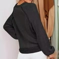 thumbnail image 4 of Jersey con cuello en V, Top de punto, moda, transpirable, manga larga, suéter suelto de punto para mujer, negro, M, 4 of 6