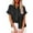 Black, variant on Baqcunre Shirts For Women Summer New Ladies Loose Blouses Cotton And Lapel Rolled Short Sleeve Button Shirt Tee Shirt Tops For Women 2023 Sweatshirt For Women Black L