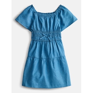 Wonder Nation Girls' Smocked Waist Denim Dress