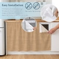 thumbnail image 5 of Tan Linen Cabinet Curtains for Kitchen 28"W x 51"L, Rustic Boho Natural Sand Fiber Under Sink Skirt Magic Tape Short Curtain Decorative Privacy Panel for Pantry Cabinet Opening, 5 of 9