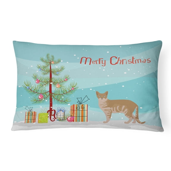 Carolines Treasures CK4562PW1216 Australian Mist 1 Cat Merry Christmas Canvas Fabric Decorative Pillow, 12H x16W,