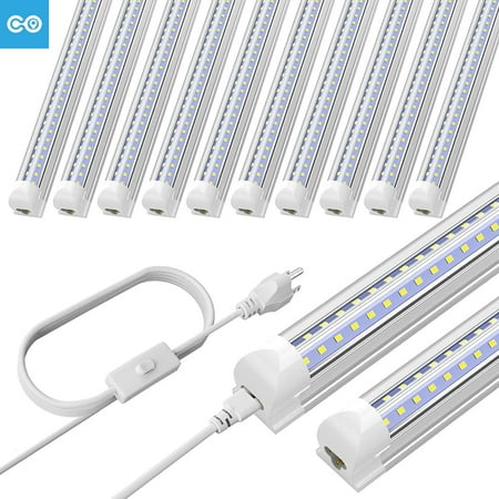 

4FT 36W 4680LM 6000K Cool White T8 4 Foot LED Tube Light Fixture V Shape No Ballast LED Shop Lights for Garage Plug and Play 12 Pack
