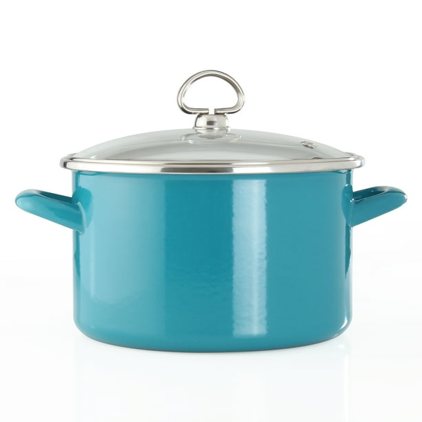 Chantal Sea Blue EnamelonSteel 4Quart Soup Pot with Glass Lid