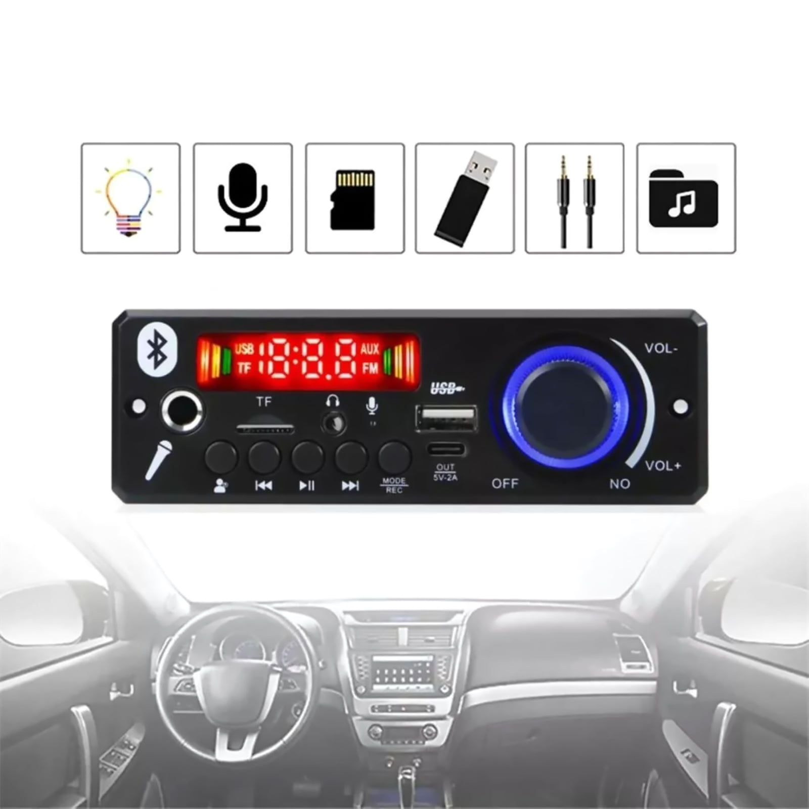 GUYUTING All-in-One MP3 Decoder Board for Karaoke & Public Speaking - Microphone & Recording Capabilities
