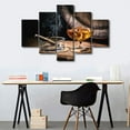 thumbnail image 3 of TISHIRON 5PCS Framed Whiskey Theme Canvas Wall Art Set,50"x24" Ice Whiskey and Cigar Oak Barrel Wall Canvas Art Decor, 3 of 7