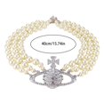 thumbnail image 2 of Saturn Punk Style Layered Pearl Pendant Necklace for Women, 2 of 8