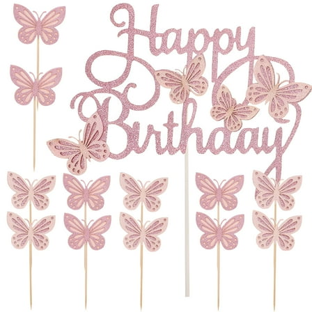 ACDANC 1 Set Butterflies Cake Decorations Cupcake Topper Birthday Cake Decorative Props