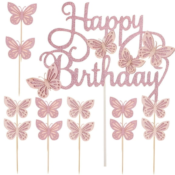 ACDANC 1 Set Butterflies Cake Decorations Cupcake Topper Birthday Cake Decorative Props