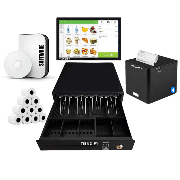 KIT PUNTO DE VENTA TABLET WIFI BLUETOOTH ANDROID IMPRESORA CAJON DE DINERO TIENDIFY ABARROTES RESTAURANTES FARMACIAS FERRETERÍAS GRANEL SERVICIOS ETC