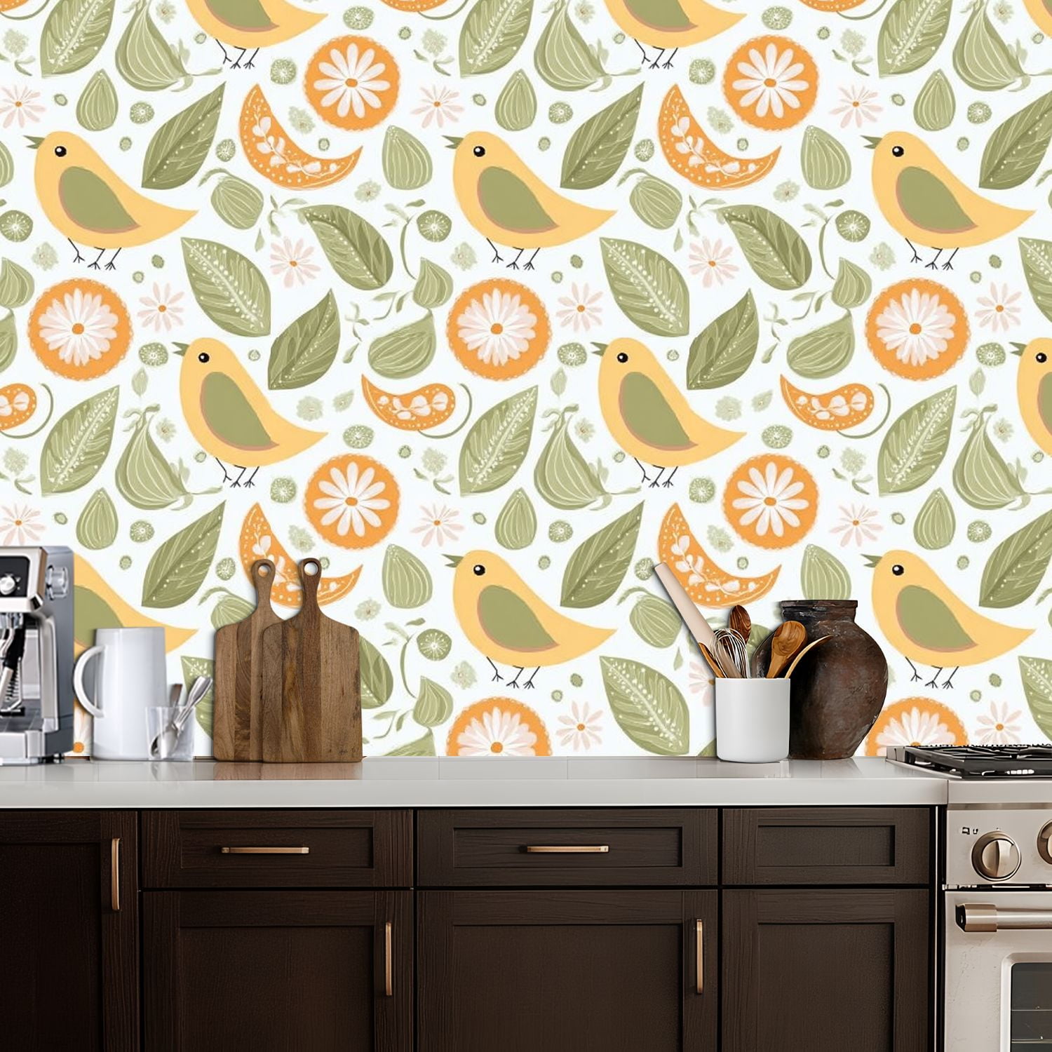 Paisley Peel and Stick Wallpaper 17.7in x 9.8ft Whimsical Birds Flowers Leaves Soft Pastels Contact Paper Vinyl Waterproof Self Adhesive Wall Paper for Bedroom Shelf Cabinet Renter Friendly