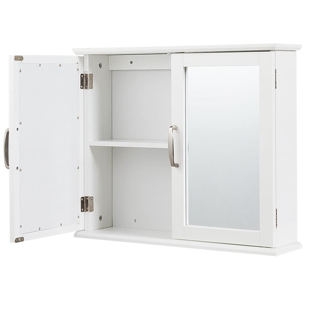Patiojoy Armoire de Rangement de Salle de Bain Murale à 2 Niveaux Armoire Murale avec 2 Portes Miroir