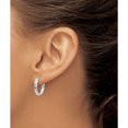 thumbnail image 4 of 14K White Gold 3mm Patterned Oval Hoop Earrings (17.75 X 14) Made In Peru tf869, 4 of 6