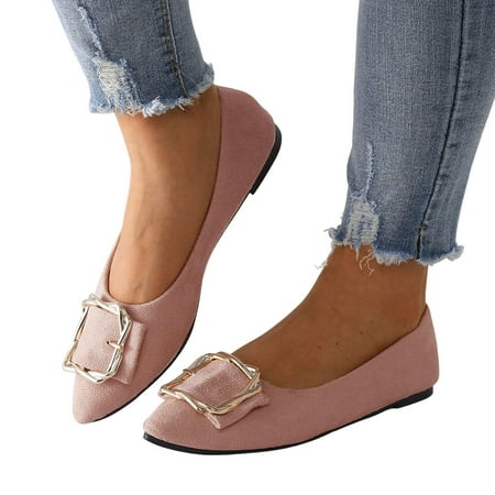 Mepaouo Women s Pointy Toe Loafers Leather Penny Loafers Work Dressy Shoes Slip on Ballet Flats