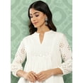 thumbnail image 5 of Janasya Women's White Cotton Schiffli A-Line Top, 5 of 6