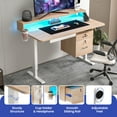 thumbnail image 5 of ModFusion Adjustable Height Electric Standing Desk with Drawers, Power Outlets, LED Lights & Monitor Stand - Oak, 5 of 13