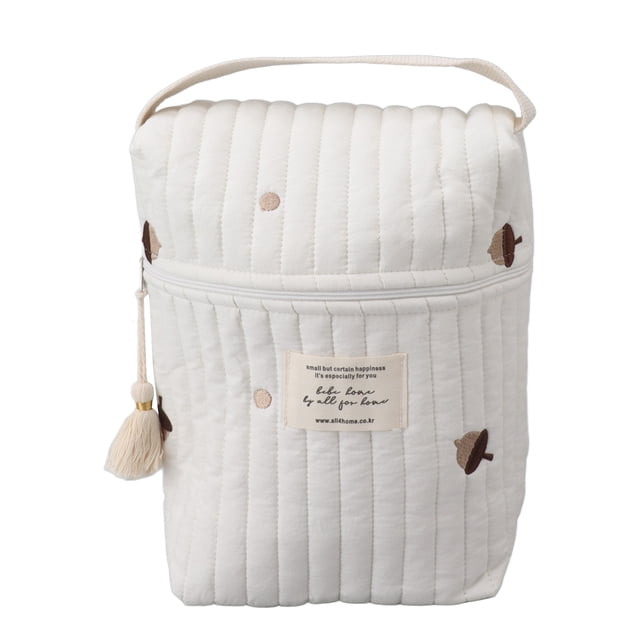 Bonita bolsa de pañales con estampado bordado y acolchado, de algodón, para cochecito de bebé, con cremallera, para biberones, toallitas, chupetes y piñas.