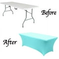 thumbnail image 5 of Mds Pack of 12 Rectangular Stretch 4ft Spandex Table Cover Tablecloths for Wedding - Aqua Blue, 5 of 6
